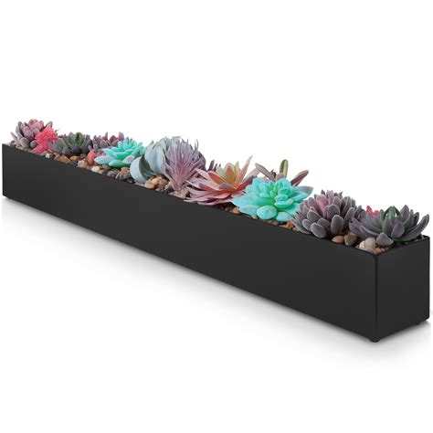 rectangular black metal floor planter box|rectangular potting containers.